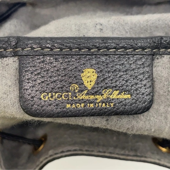 Auth WEEKEND DEAL GUCCI GG Sherry Line PVC Leather Black Drawstring Shoulder Bag - Picture 13 of 17